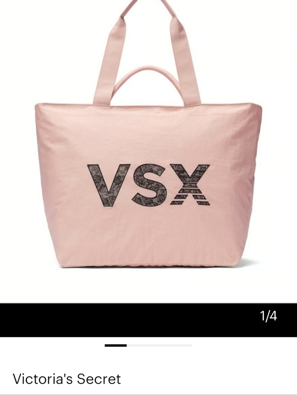 Victoria's Secret Rose Colored VSX Large Zippered Logo Tote Approximatly 23x14.